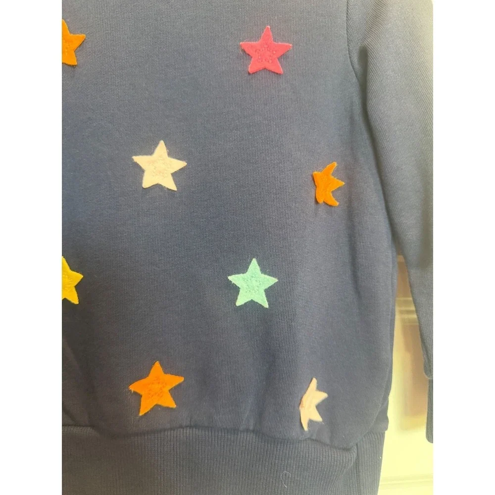 5.Kids Navy Blue Crewneck Sweatshirt Long Sleeve Pullover Fleece Basic Solid Top
